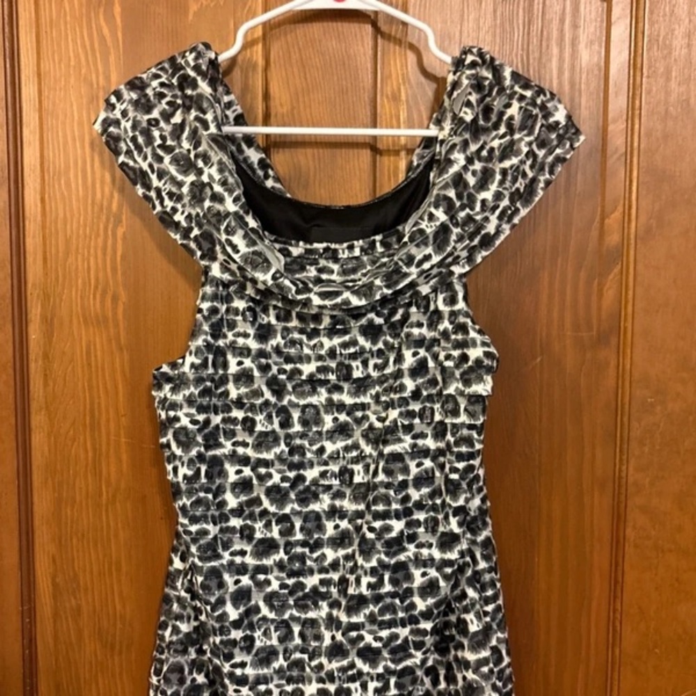 Girls Black and White Printed Cowl Neck Party Dress